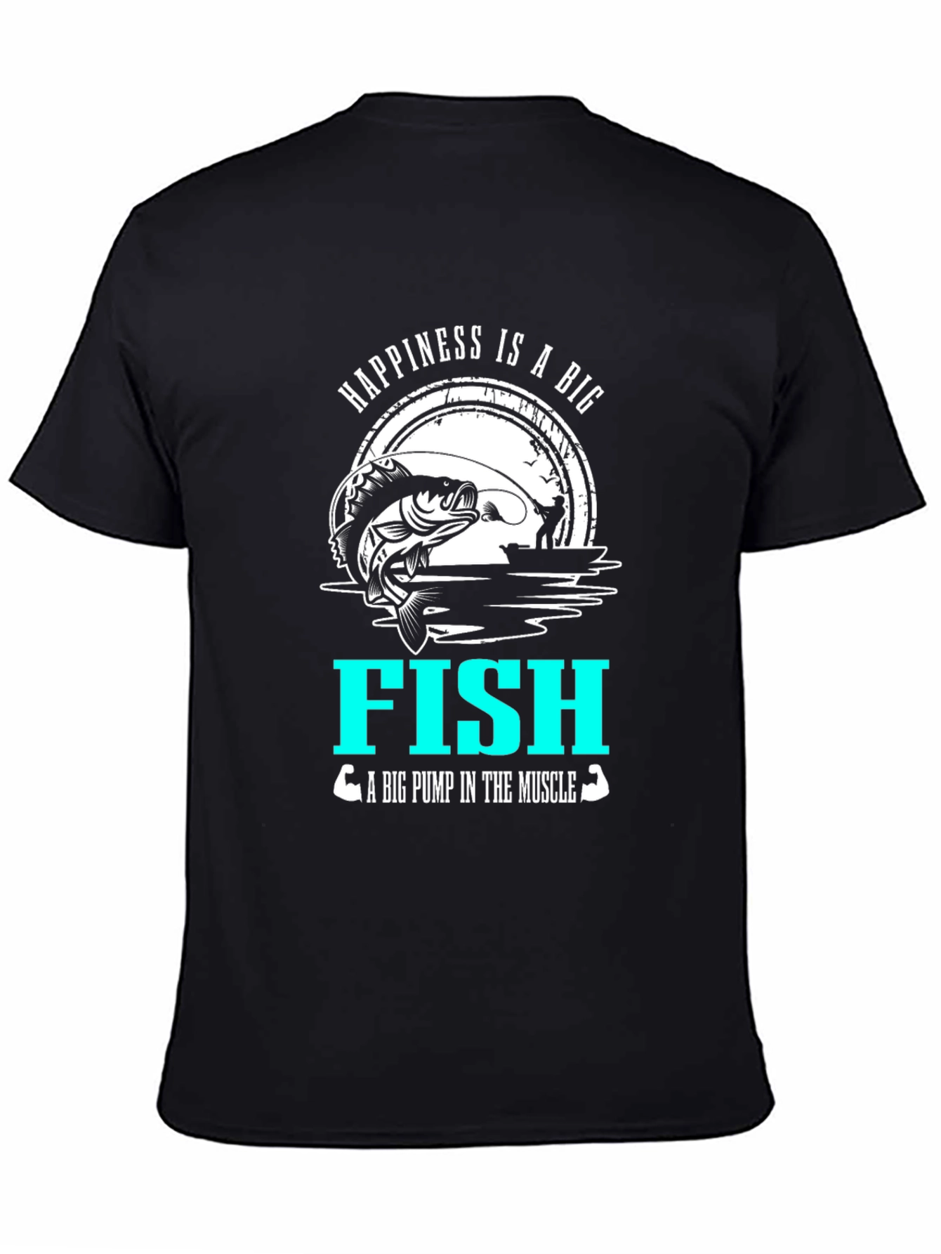 Camiseta Negra Happiness is a Big Fish