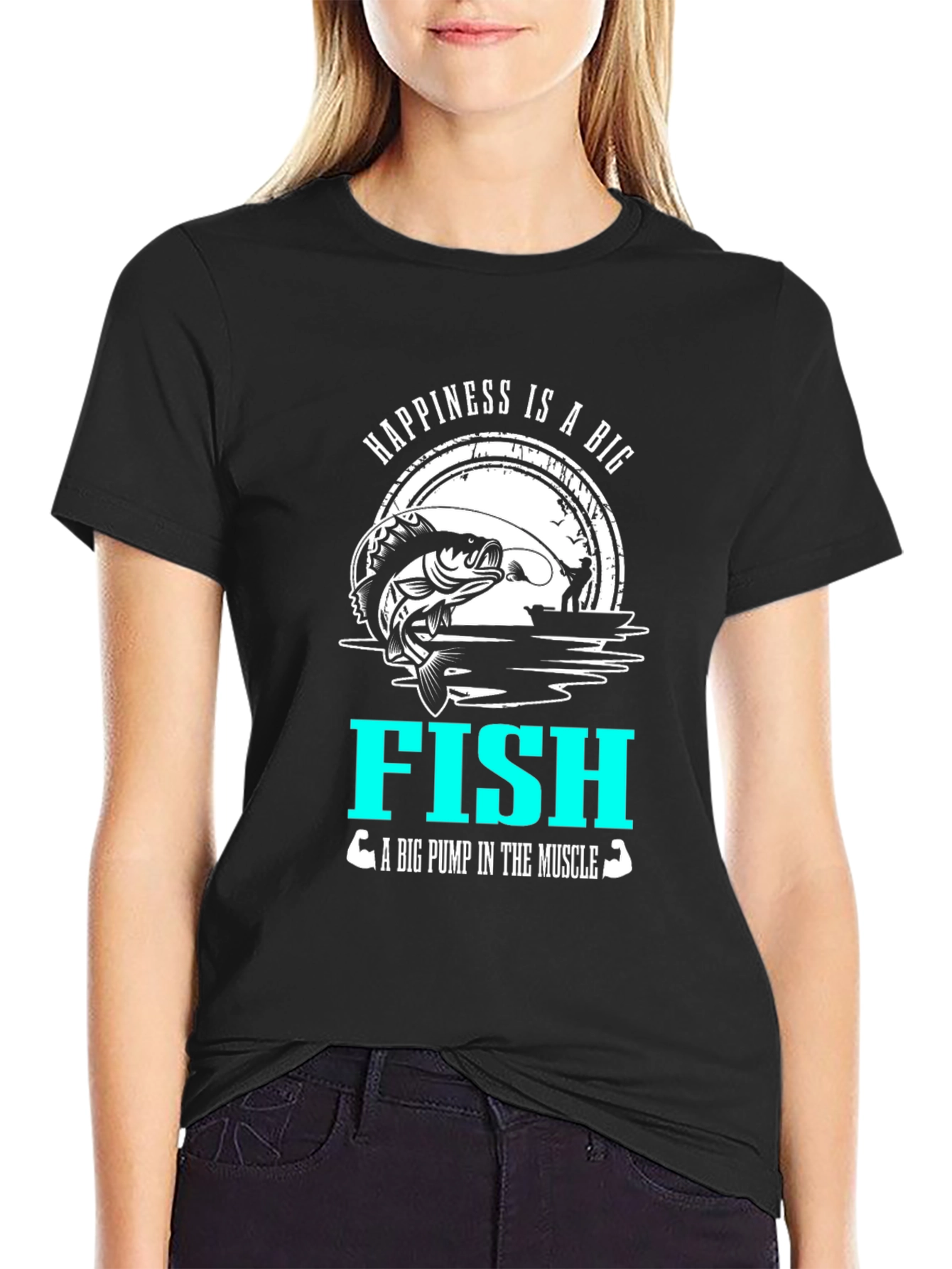 Camiseta Negra Happiness is a Big Fish