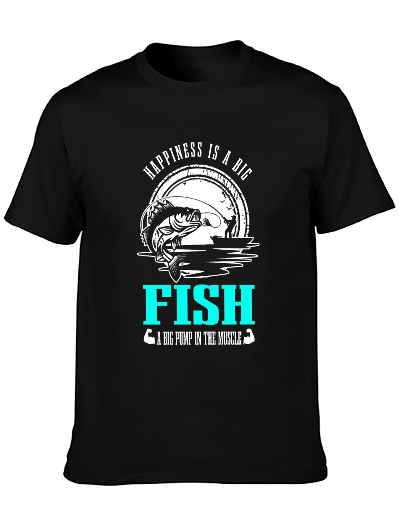 Camiseta Negra Happiness is a Big Fish