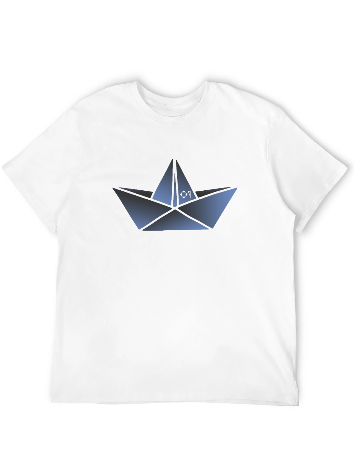 Camiseta Negra con Diseño de Barco de Papel