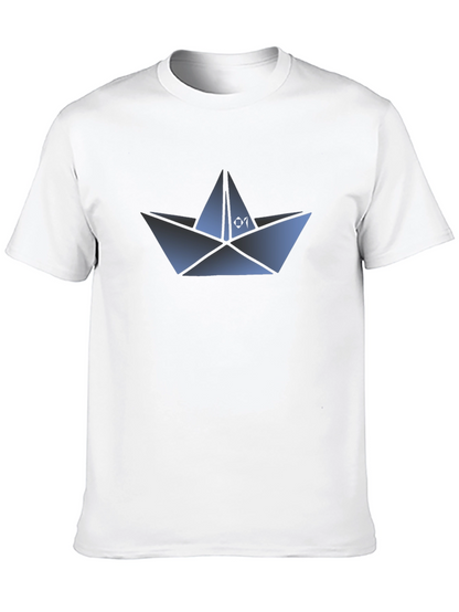 Camiseta Negra con Diseño de Barco de Papel