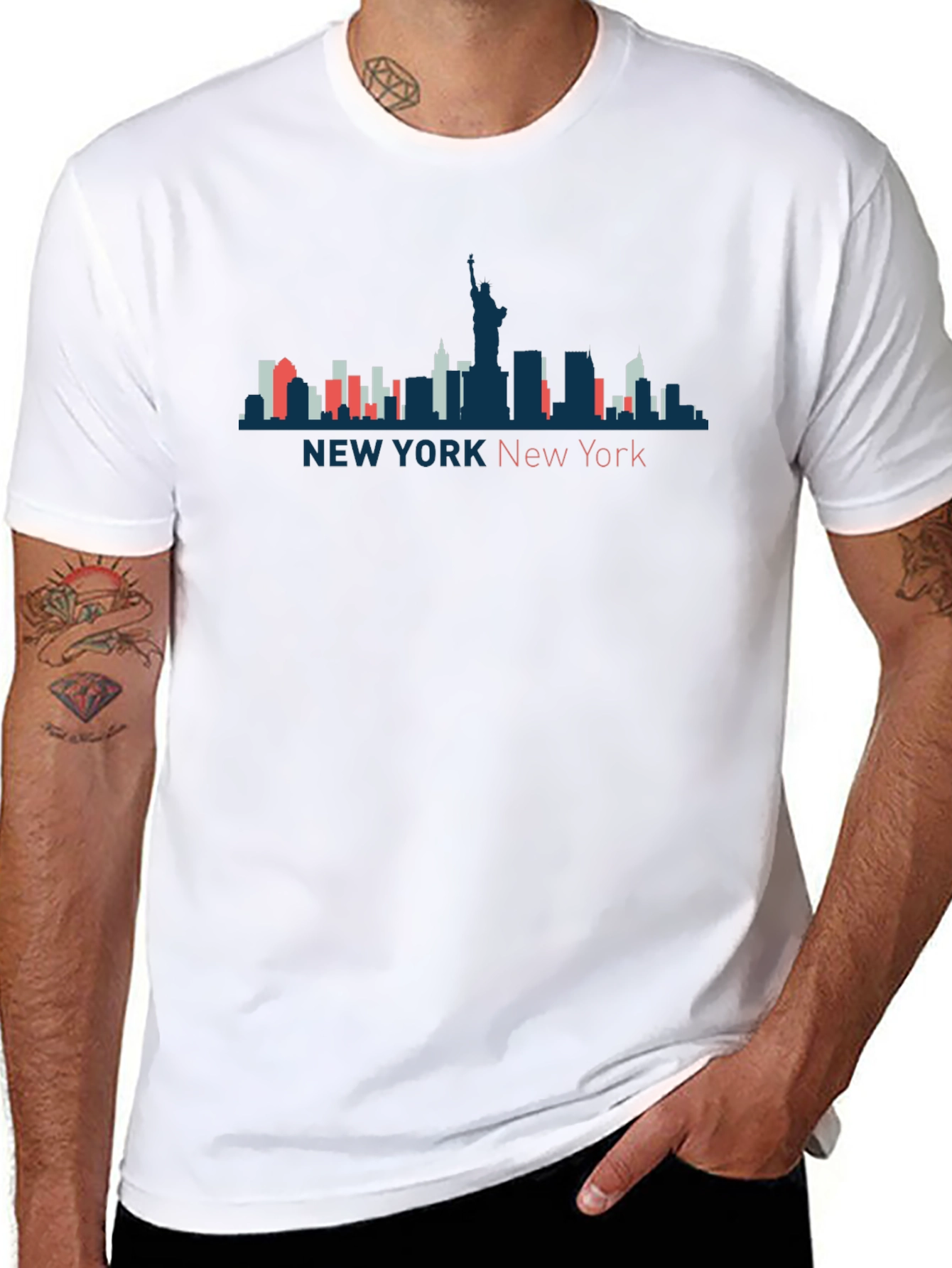 Camiseta Hombre Nueva York Skyline Diseño Urbano