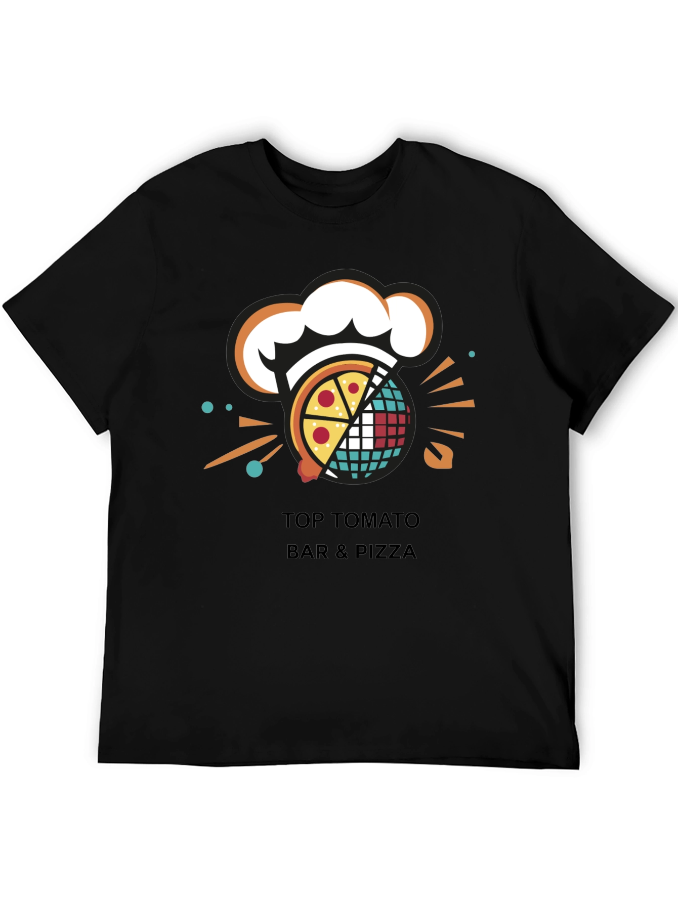 Camiseta Negra Top Tomato Bar & Pizza