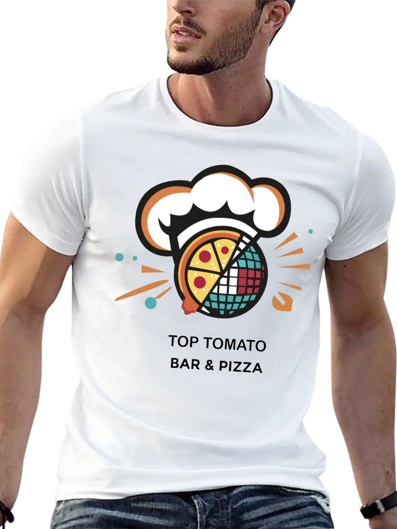 Camiseta Negra Top Tomato Bar & Pizza