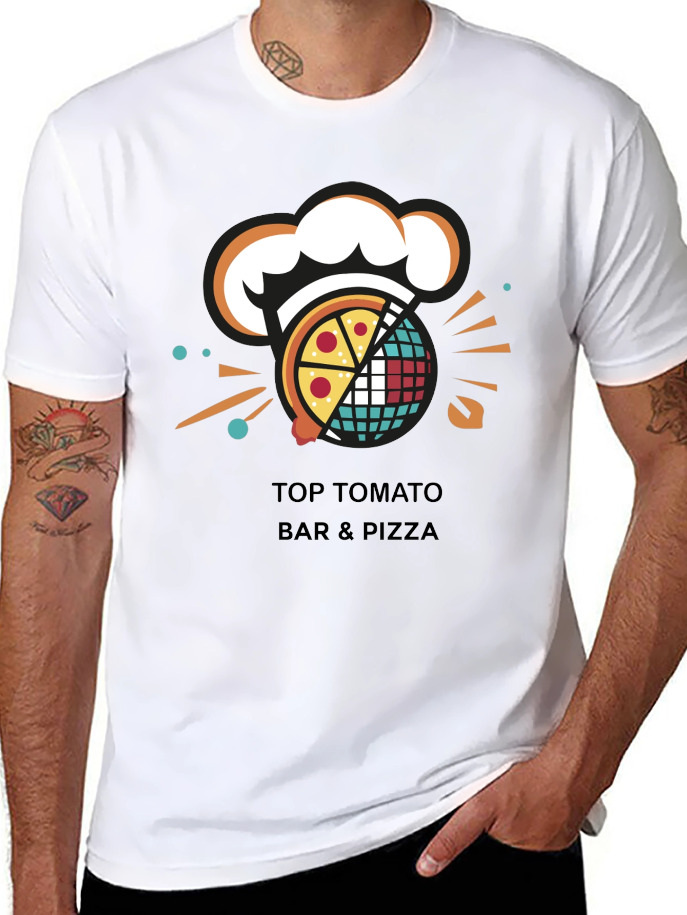 Camiseta Negra Top Tomato Bar & Pizza