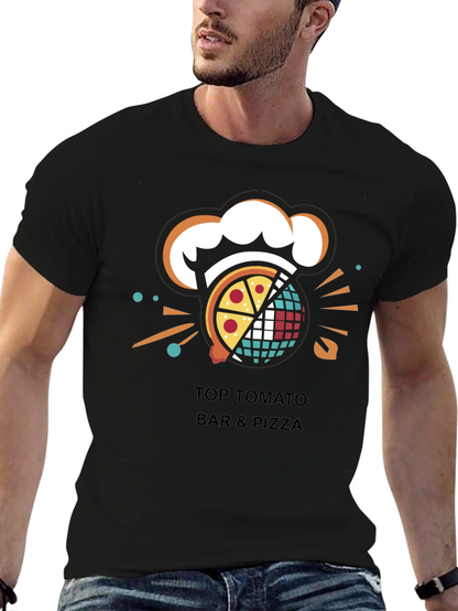 Camiseta Negra Top Tomato Bar & Pizza