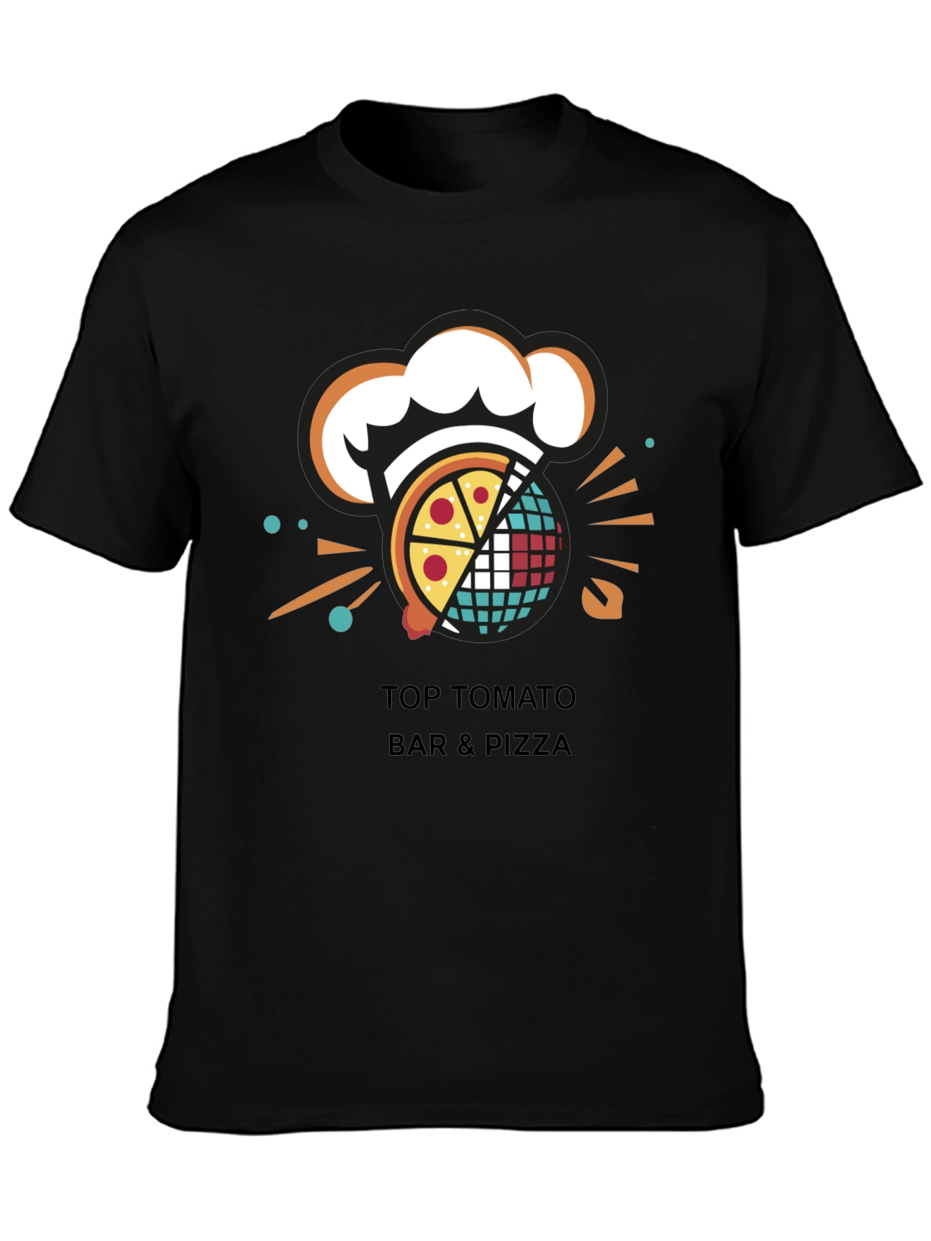 Camiseta Negra Top Tomato Bar & Pizza