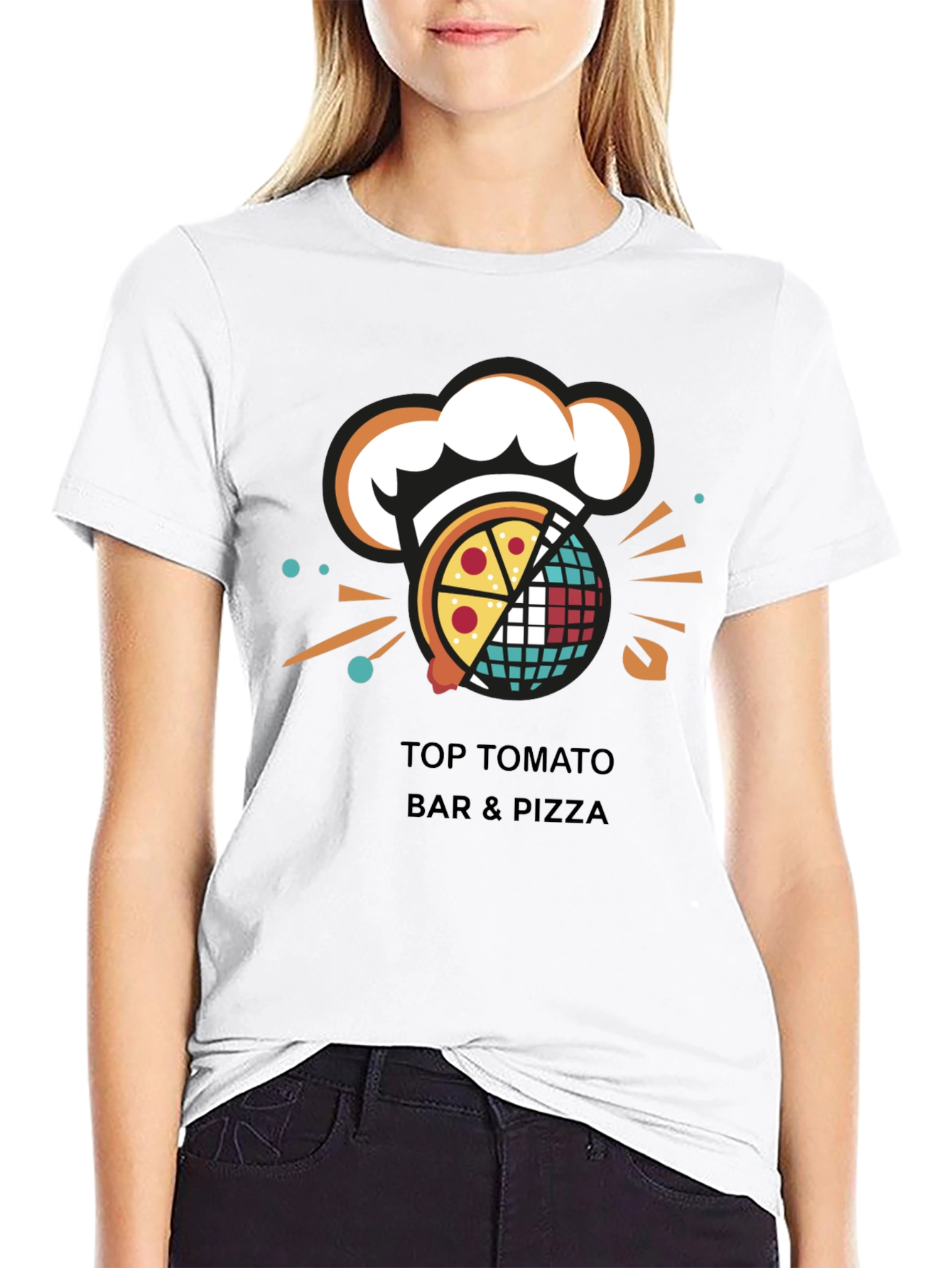 Camiseta Negra Top Tomato Bar & Pizza