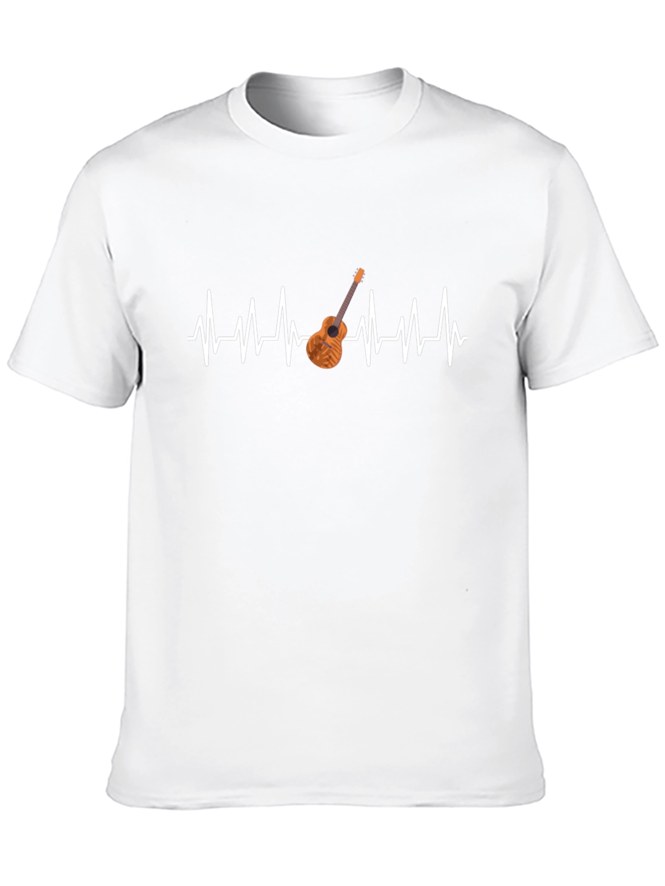 Camiseta Negra con Diseño de Latido y Guitarra