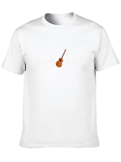 Camiseta Negra con Diseño de Latido y Guitarra