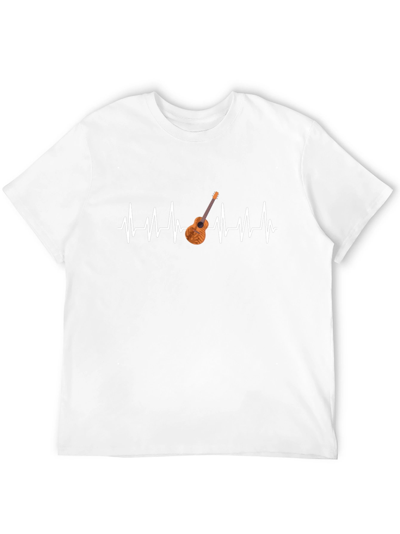 Camiseta Negra con Diseño de Latido y Guitarra