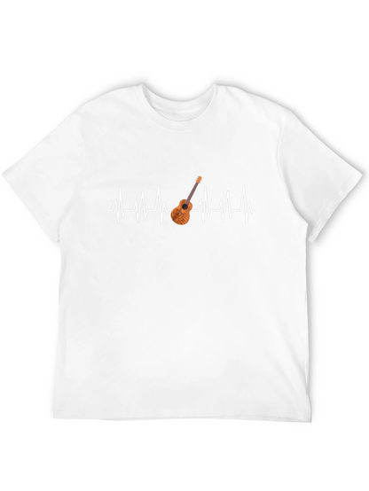 Camiseta Negra con Diseño de Latido y Guitarra