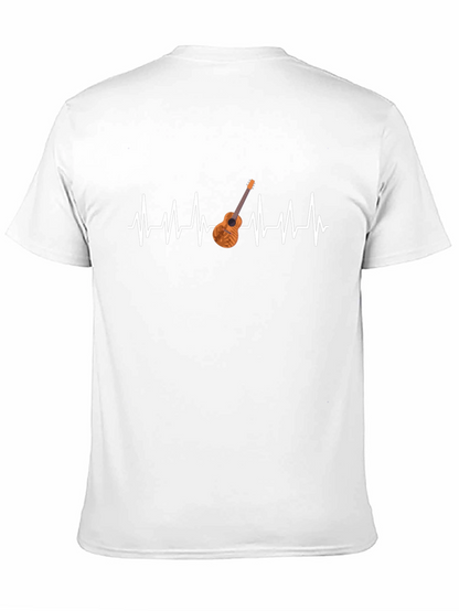Camiseta Negra con Diseño de Latido y Guitarra