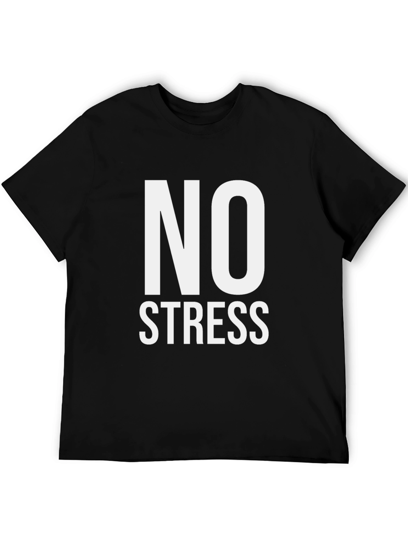 Camiseta Hombre Negra Sin Estrés Algodón Casual