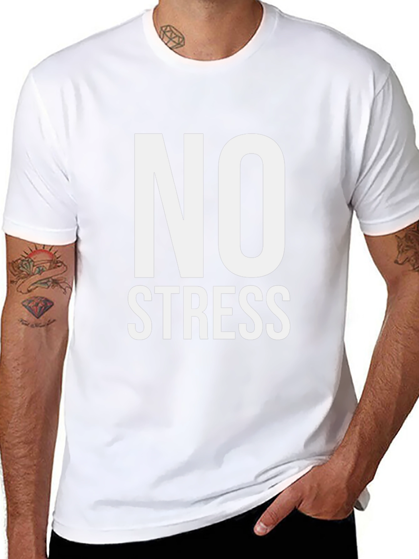 Camiseta Hombre Negra Sin Estrés Algodón Casual