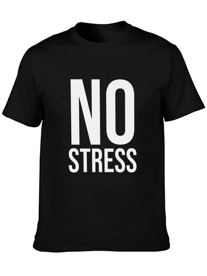 Camiseta Hombre Negra Sin Estrés Algodón Casual