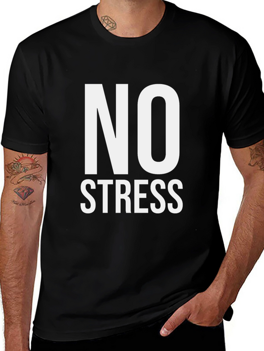 Camiseta Hombre Negra Sin Estrés Algodón Casual