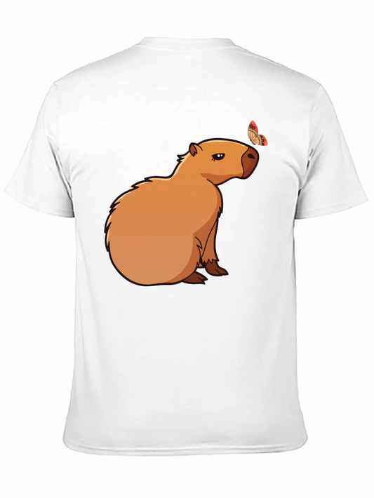 Camiseta Negra con Capibara y Mariposa