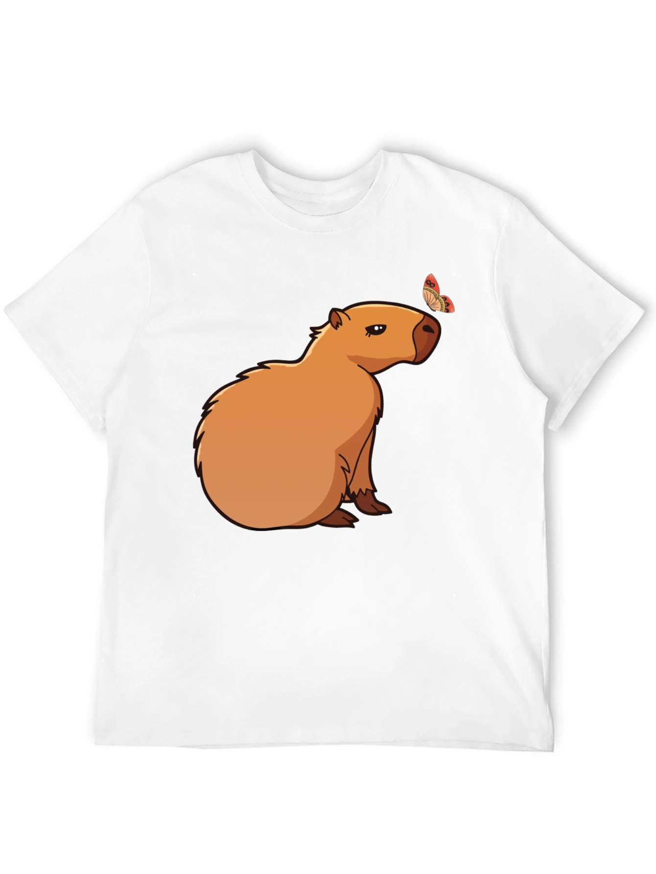 Camiseta Negra con Capibara y Mariposa