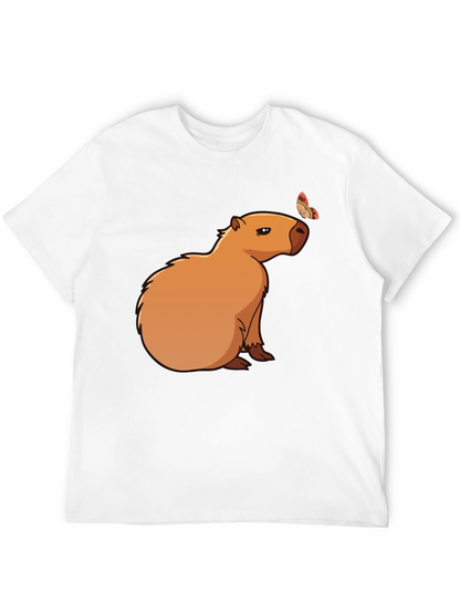 Camiseta Negra con Capibara y Mariposa