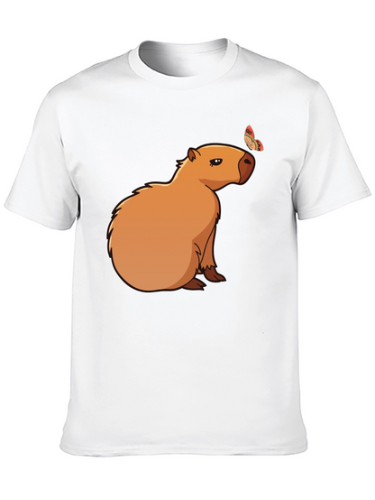 Camiseta Negra con Capibara y Mariposa