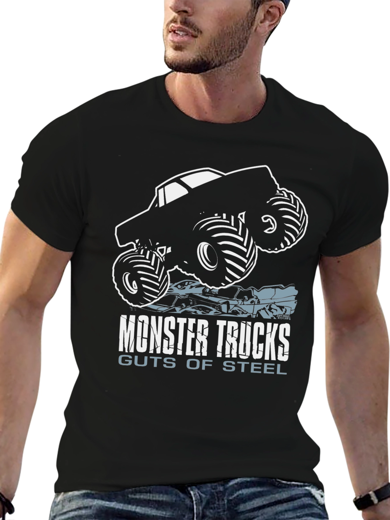 Camiseta Negra Monster Trucks Guts of Steel