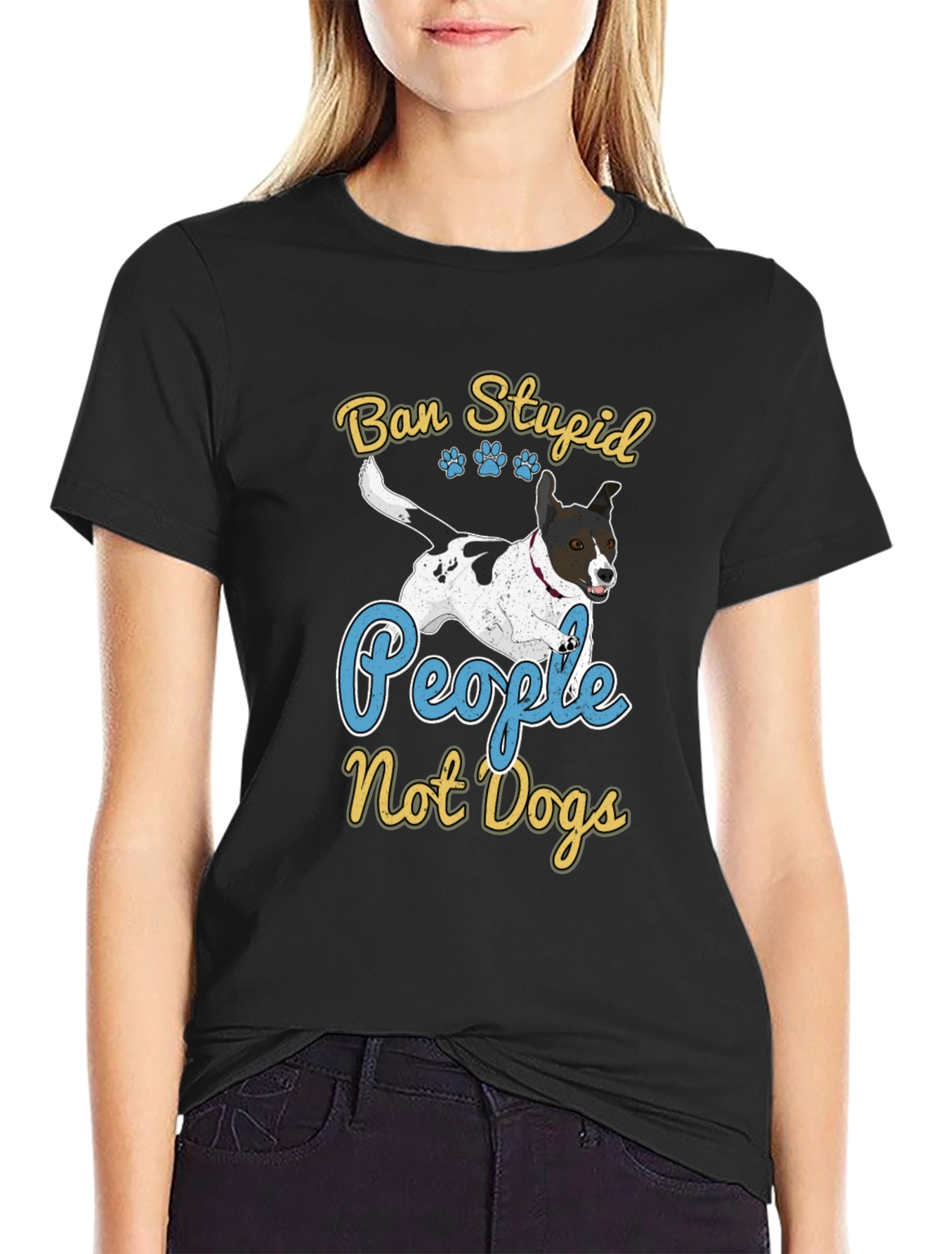 Camiseta Hombre Negra con Diseño Divertido de Perro