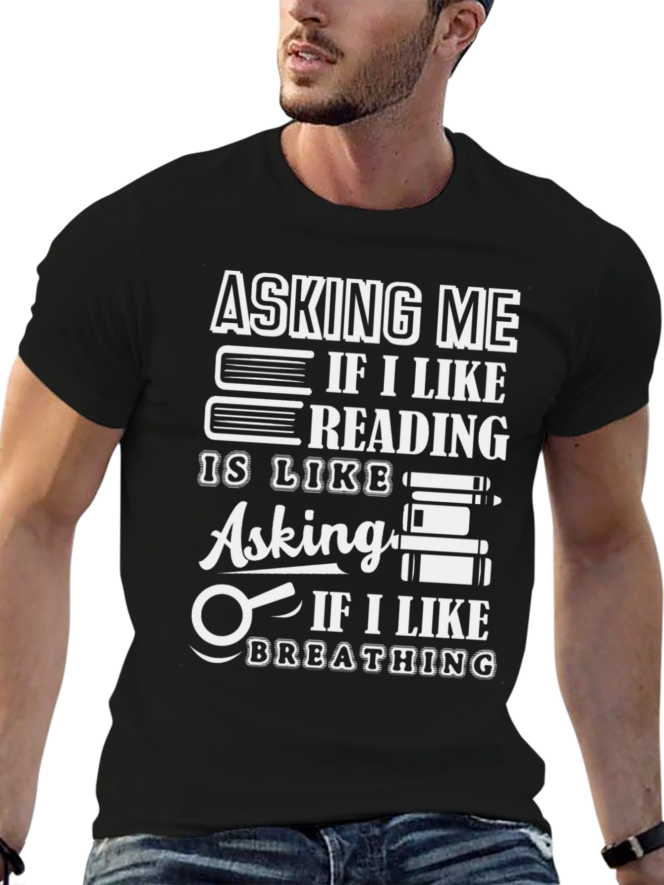 Camiseta Negra con Diseño de Lectura