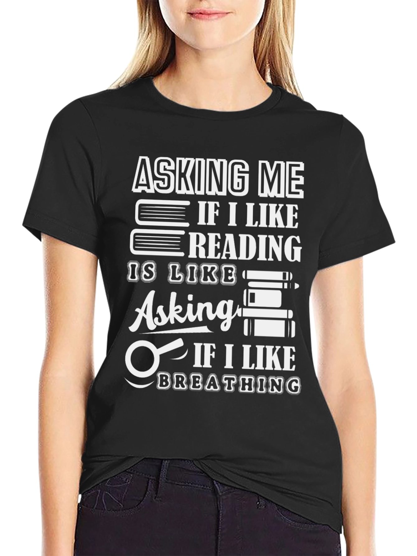 Camiseta Negra con Diseño de Lectura