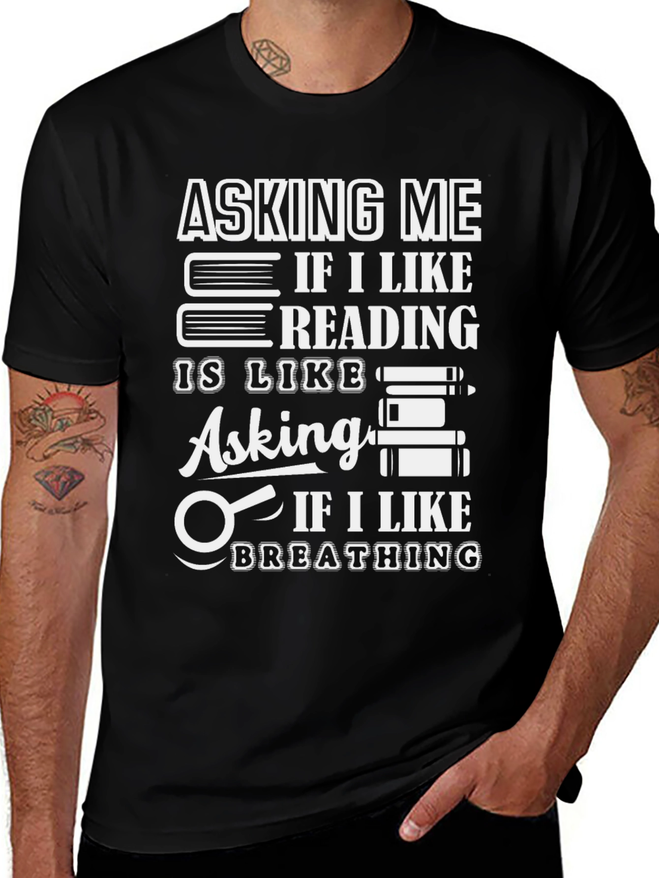 Camiseta Negra con Diseño de Lectura