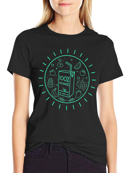 Camiseta Negra Orgánica con Diseño de Frutas