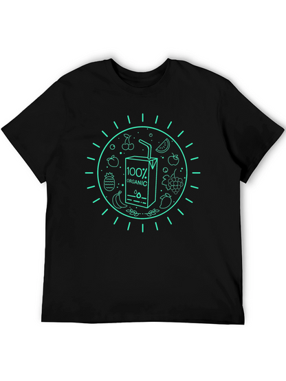 Camiseta Negra Orgánica con Diseño de Frutas