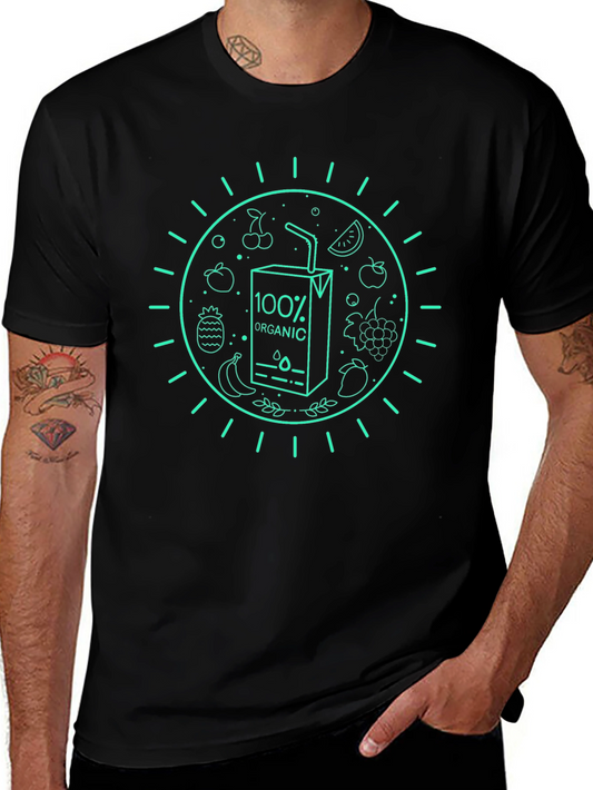Camiseta Negra Orgánica con Diseño de Frutas