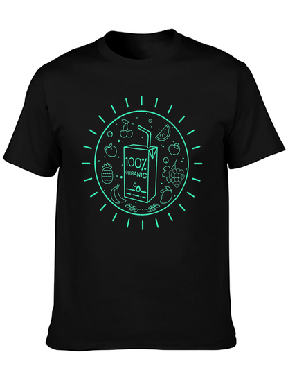 Camiseta Negra Orgánica con Diseño de Frutas