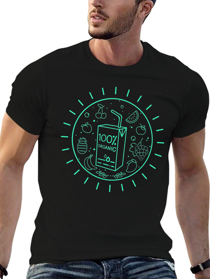 Camiseta Negra Orgánica con Diseño de Frutas