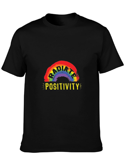 Camiseta Negra Irradia Positividad con Arcoíris