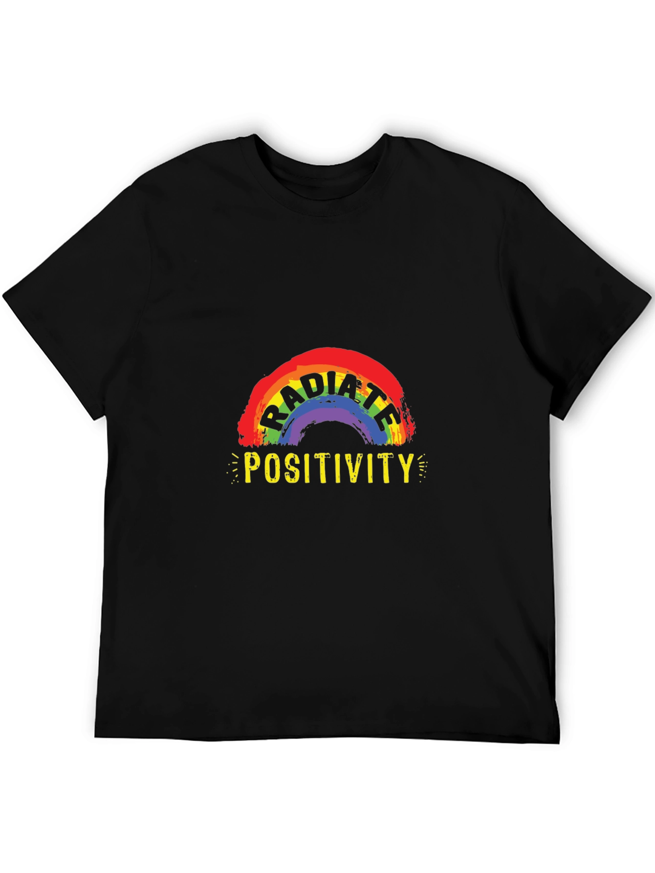 Camiseta Negra Irradia Positividad con Arcoíris