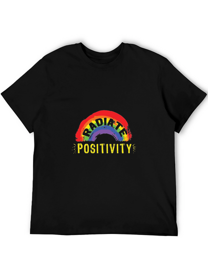 Camiseta Negra Irradia Positividad con Arcoíris