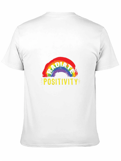 Camiseta Negra Irradia Positividad con Arcoíris
