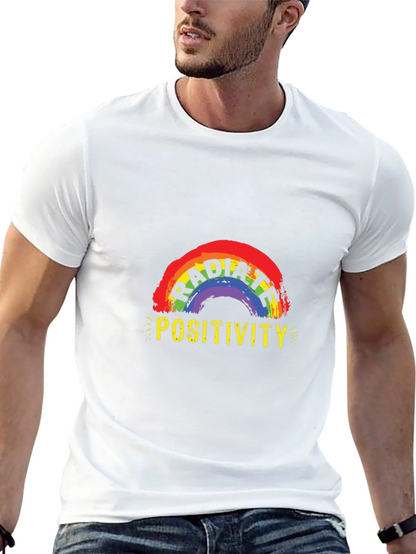 Camiseta Negra Irradia Positividad con Arcoíris