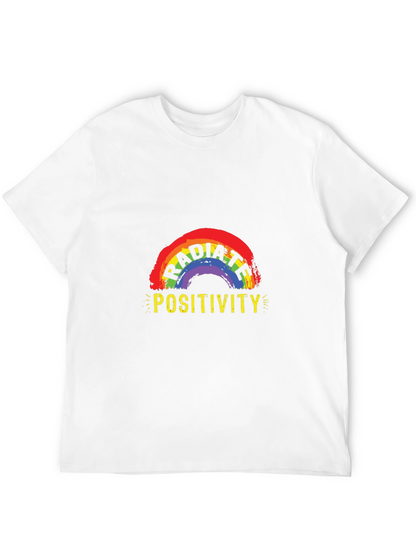 Camiseta Negra Irradia Positividad con Arcoíris