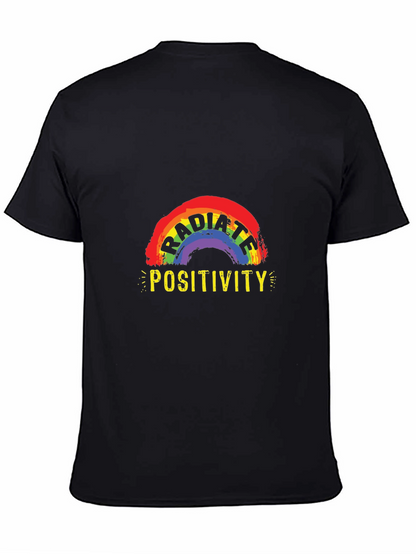 Camiseta Negra Irradia Positividad con Arcoíris