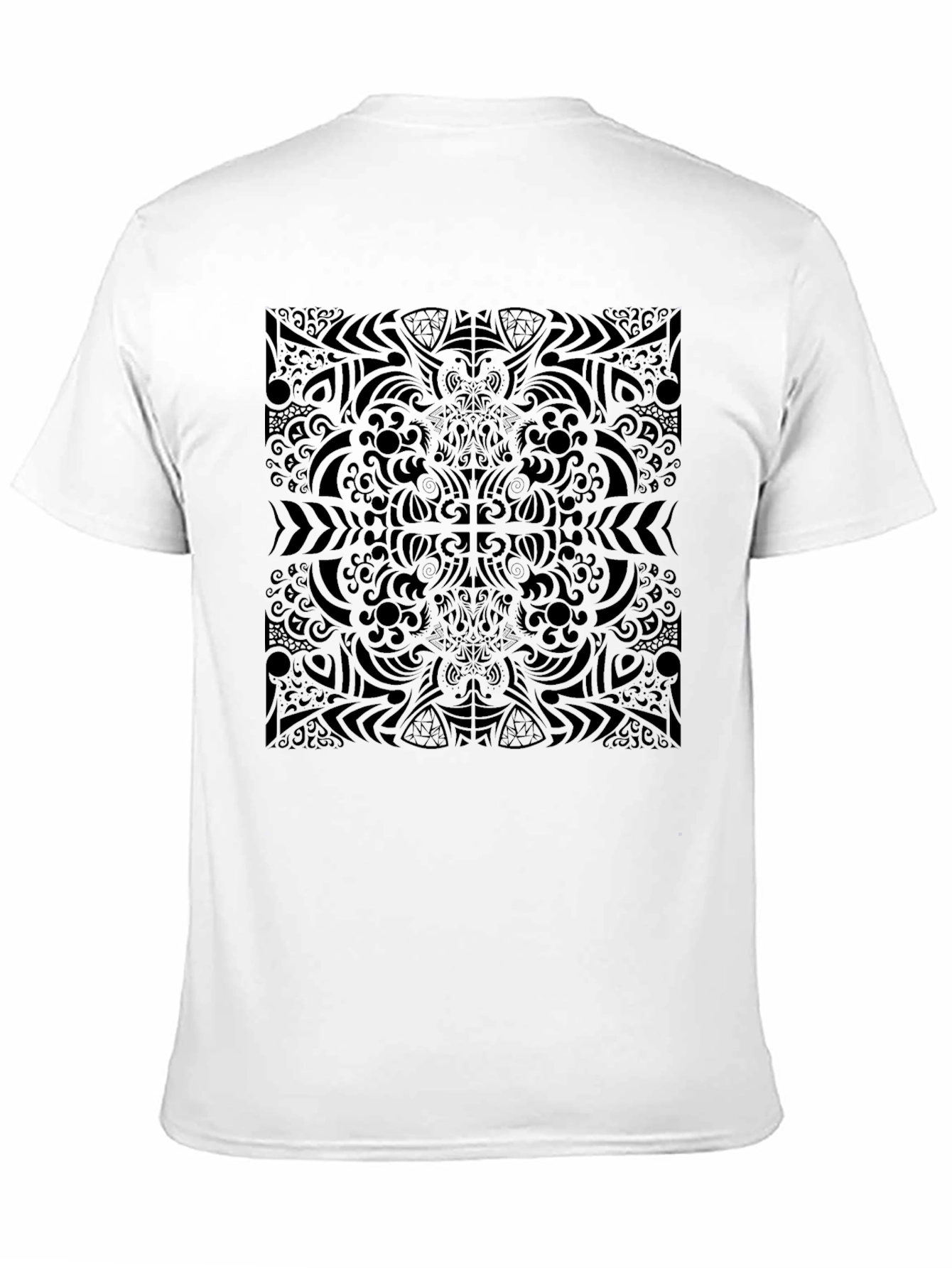 Camiseta Negra Estampado Abstracto Estilo Mandala
