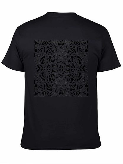 Camiseta Negra Estampado Abstracto Estilo Mandala