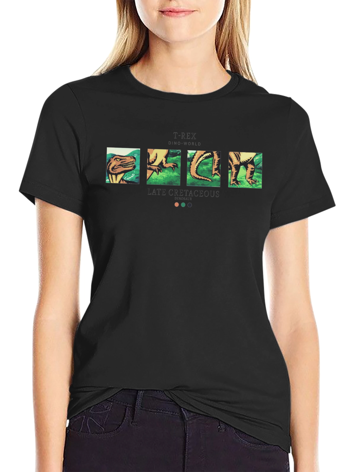 Camiseta Negra con Diseño de Dinosaurio T-Rex