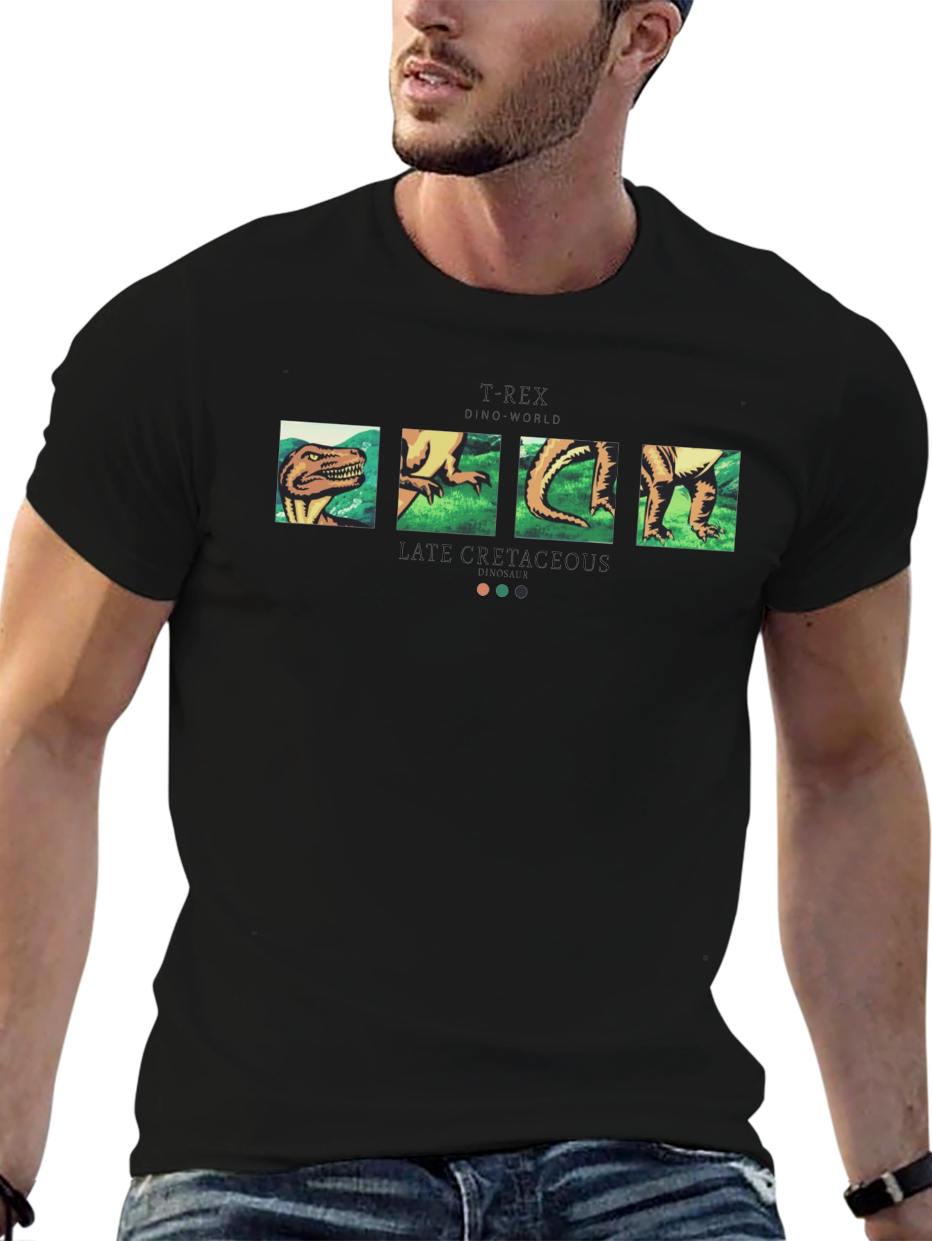 Camiseta Negra con Diseño de Dinosaurio T-Rex