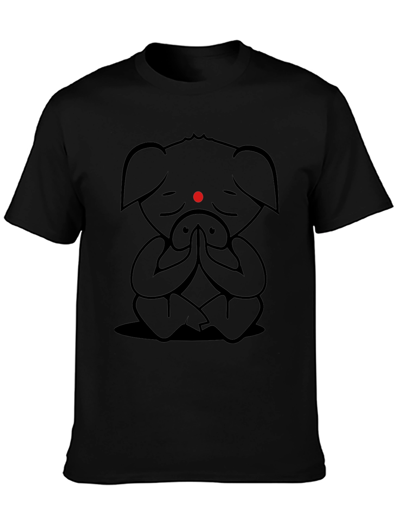 Camiseta Negra con Cerdo Meditando