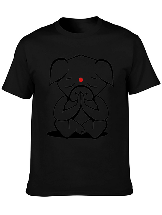 Camiseta Negra con Cerdo Meditando