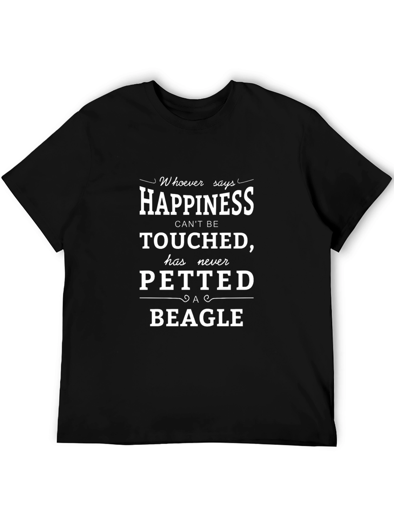 Camiseta Negra Happiness Cant Be Touched Beagle