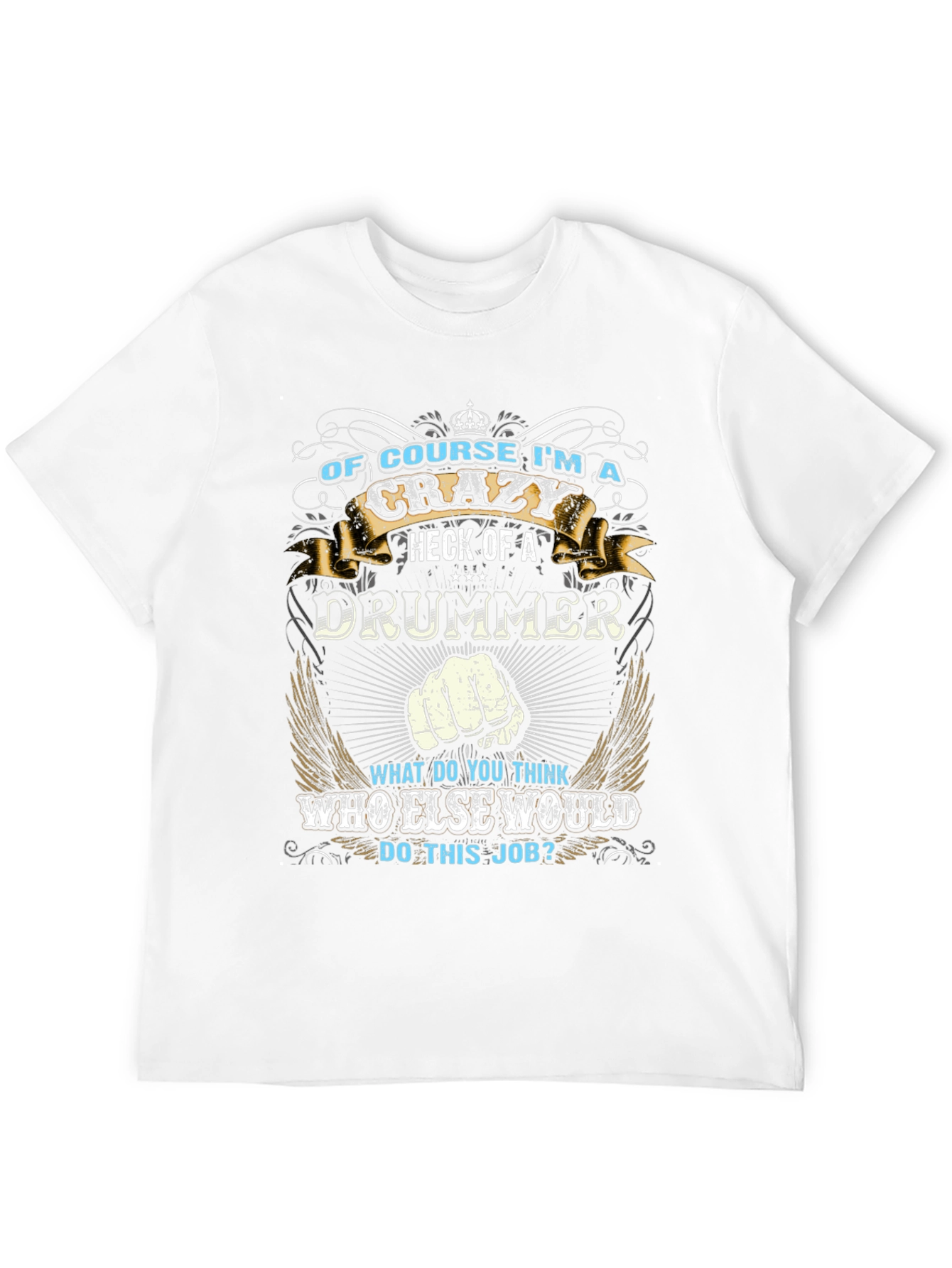 Camiseta Negra con Diseño de Baterista Loco
